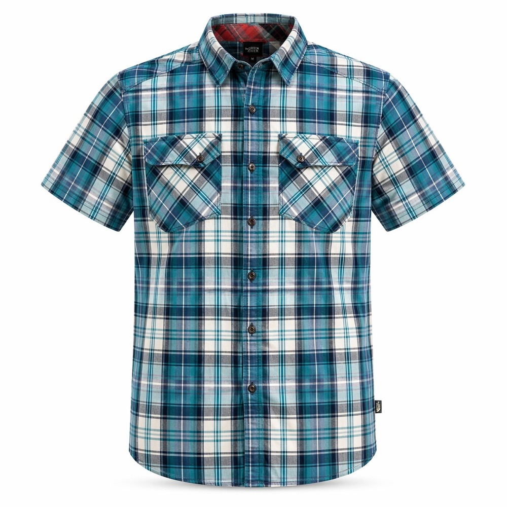 The North Face Button‎ Down Shirt Mens Medium Blue Plaid Short Sleeve A4J4